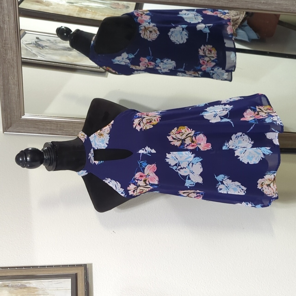 Japna Navy Floral Halter Blouse